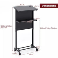 Rolling Podium Stand 3-Position Height Adjustable Lectern Table Tilted Tabletop