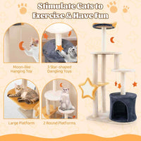 Multi-level Cute Cat Tree for Indoor Cats with Sisal Scratching Posts & Board