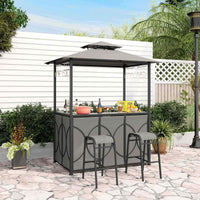 3-Piece Patio Bar Set, Double-Tier Soft Top Canopy BBQ Gazebo Shelter for Patio