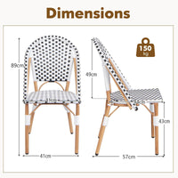 2 PSC Bistro Chair Outdoor Furniture Seat Wicker Garden Kitchen Backyard Porch