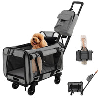 Pet Stroller Rolling Cat Dog Travel Carrier Bag Pushchair Carry Strap Litter Bag