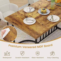 180cm Large Dining Table Farmhouse Rectangular Wood Kitchen Table for 6-8 People