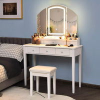 Vanity Table Set w/ Lighted Mirror Dressing Table Storage Organizer Dresser