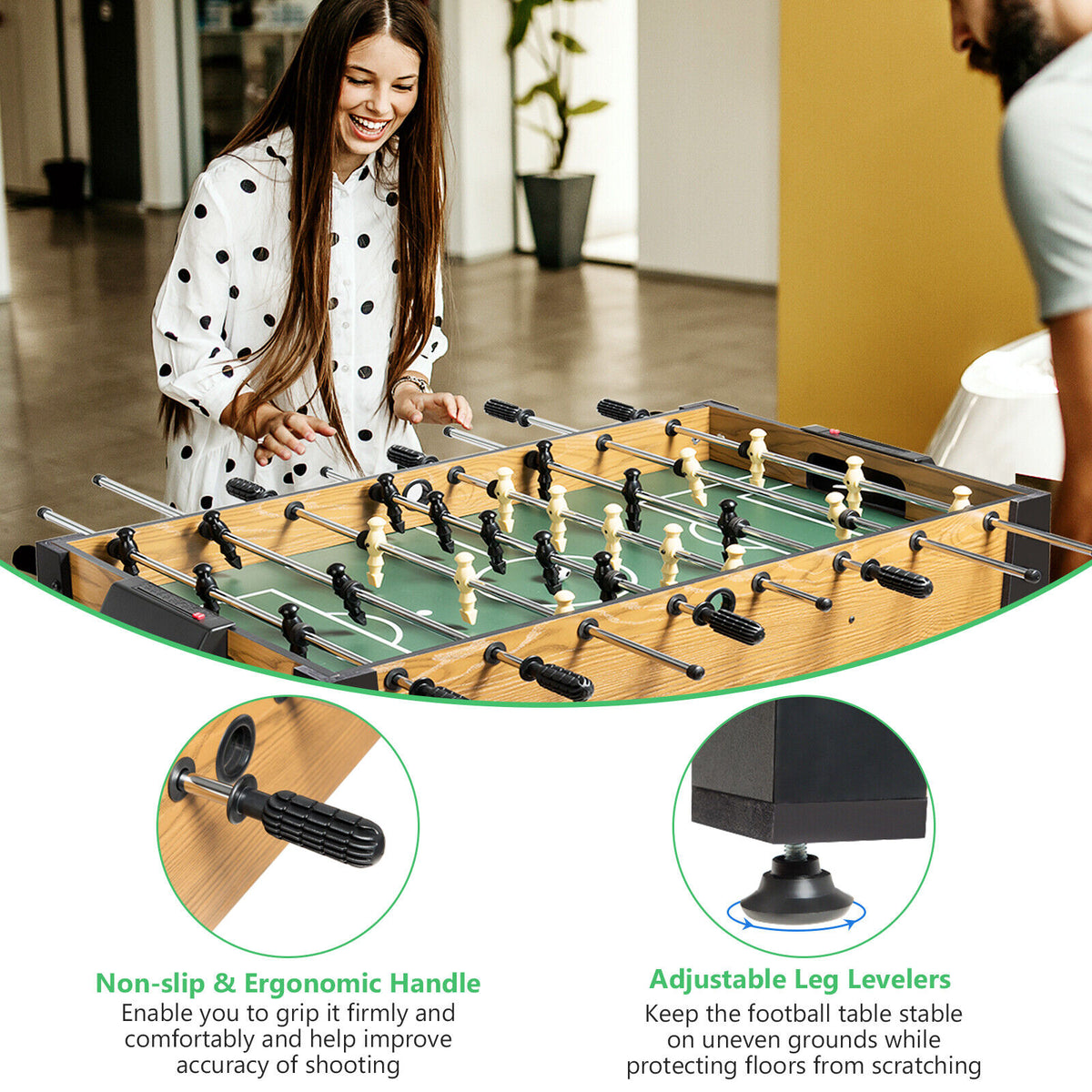 Height-Adjustable Foosball Soccer Table w/ 2 Balls & A Point Counter f ...