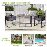 Giantex 3 Pieces Outdoor Dining Set Patio PE Rattan Furniture Set with Folding Backrest