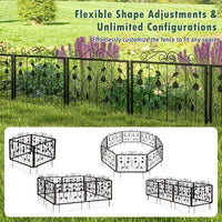 8PCS Metal Garden Flower Fence Outdoor Animal Barrier Panel Edging Rustproof