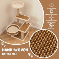 4-level Cat Tower Activity Center for Indoor Cats w/Rattan Mat, Scratching Posts