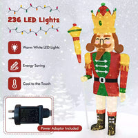 1.8M Pre-lit Christmas Nutcracker King w/ Crown & Scepter Xmas Decor w/ 236 LEDs