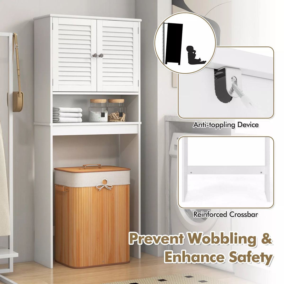 Over-The-Toilet Storage Cabinet Freestanding Toilet Rack Bathroom Space Saver