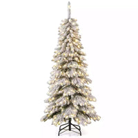 1.8M Pre-Lit Xmas Snowy Tree w/697 Branches 3 Lighting Modes&4 Brightness Levels