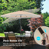 2.8M Patio Umbrella w/Crank Handle, 2-Tier Market Table Sun-Protective Umbrella