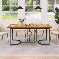 180cm Large Dining Table Farmhouse Rectangular Wood Kitchen Table for 6-8 People