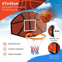 Wall Mounted Basketball Hoop Set w/ Large Shatter-proof Backboard for Kids Teens