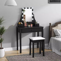 Dressing Table Lighted Mirror Stool Set Girls Vanity Makeup Desk Storage Drawer