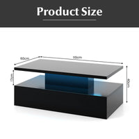 Modern 2-Tier LED Coffee Table w/ Adjustable Color Lights Speed Brightness