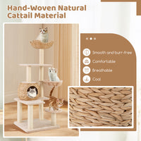 Cattail Cat Tower w/ Sisal Scratching Posts,Soft Hammock, Washable Cushions