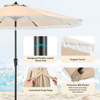 2.8M Patio Umbrella w/Crank Handle, 2-Tier Market Table Sun-Protective Umbrella