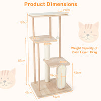 Wooden 126CM Cat Tree Scratching Posts Scratcher Tower Condo House Bed Furniture