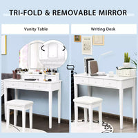 Vanity Table Set w/ Lighted Mirror Dressing Table Storage Organizer Dresser