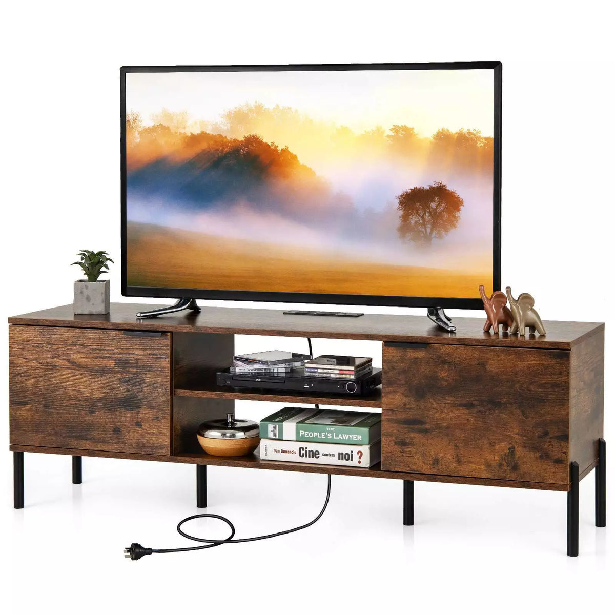 TV Stand w/ Charging Station for TVs up to 65" Media Entertainment Center