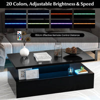 Modern 2-Tier LED Coffee Table w/ Adjustable Color Lights Speed Brightness