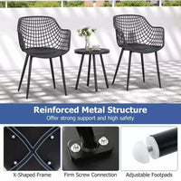 3 Piece Patio Chair Set Bistro Chairs &Side Table Set High-Strength Metal Outdoor