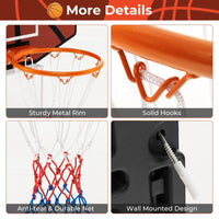 Wall Mounted Basketball Hoop Set w/ Large Shatter-proof Backboard for Kids Teens