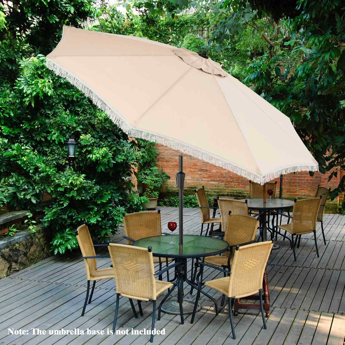 2.8M Patio Umbrella w/Crank Handle, 2-Tier Market Table Sun-Protective Umbrella