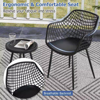 3 Piece Patio Chair Set Bistro Chairs &Side Table Set High-Strength Metal Outdoor