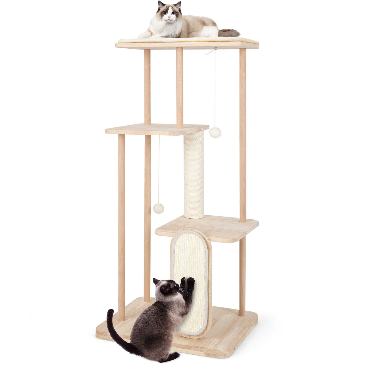 Wooden 126CM Cat Tree Scratching Posts Scratcher Tower Condo House Bed Furniture