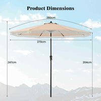 2.8M Patio Umbrella w/Crank Handle, 2-Tier Market Table Sun-Protective Umbrella