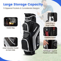 Golf Cart Bag Golf Club Bag 14 Way Top Dividers&9 Pockets Lightweight Golf