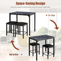 Giantex 3Pcs Dining Table & Stool Set Metal Bar Table Chair Kitchen Cafe Pub