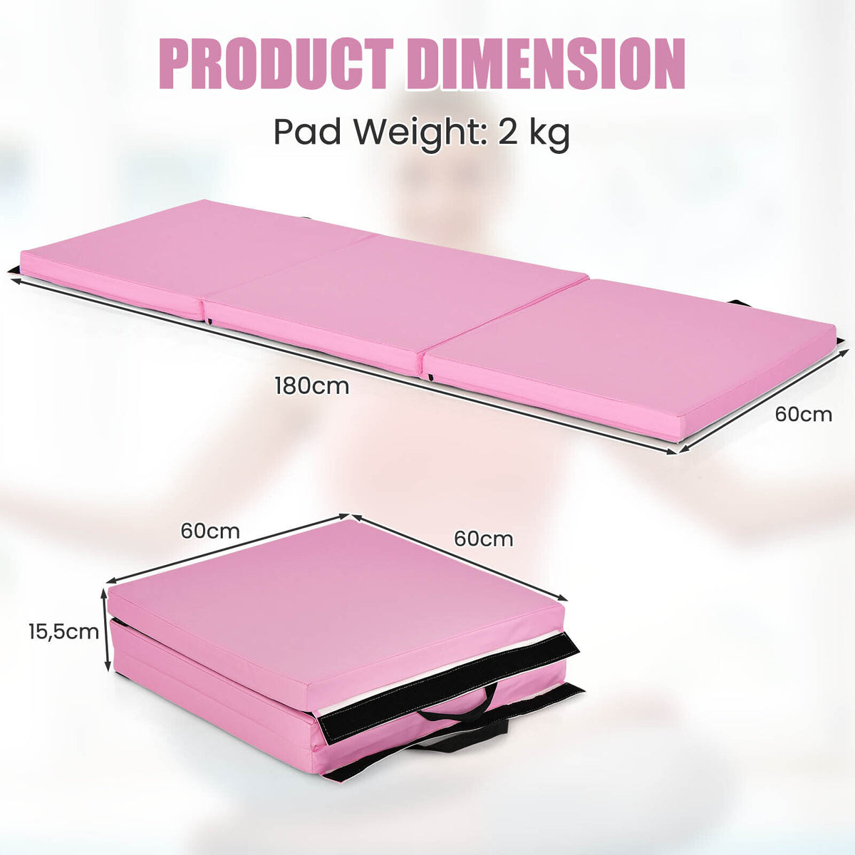 Tri-Fold Tumbling Exercise Mat 180 cm x 60 cm Dance Yoga Gymnastics Trainning