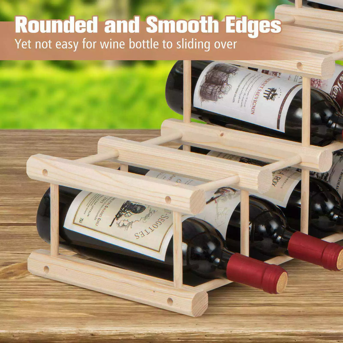 5-Tier 36-Bottle Stackable Wooden Wine Rack Modular Wine Bottle Display Rack