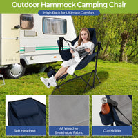 Camping Chair w/ Footrest Portable Folding Outdoor Chair for Beach Lawn Fishing