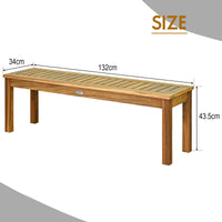 132 cm Outdoor Acacia Wood Dining Bench Chair with Slatted Seat for Patio Garden