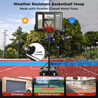 Portable Basketball Hoop System w/ 2.4-3.05 m Easy Height Adjustment