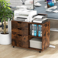 3-Drawer File Cabinet Mobile Printer Stand Rolling Filing Cabinet Home Office