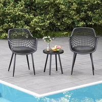 3 Piece Patio Chair Set Bistro Chairs &Side Table Set High-Strength Metal Outdoor