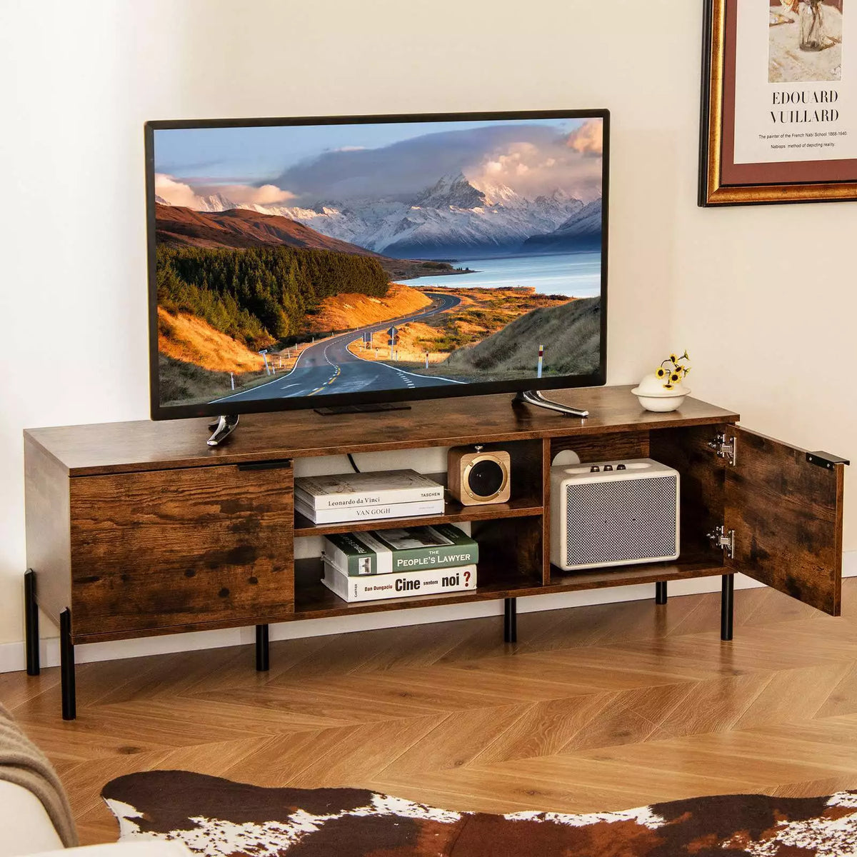 TV Stand w/ Charging Station for TVs up to 65" Media Entertainment Center