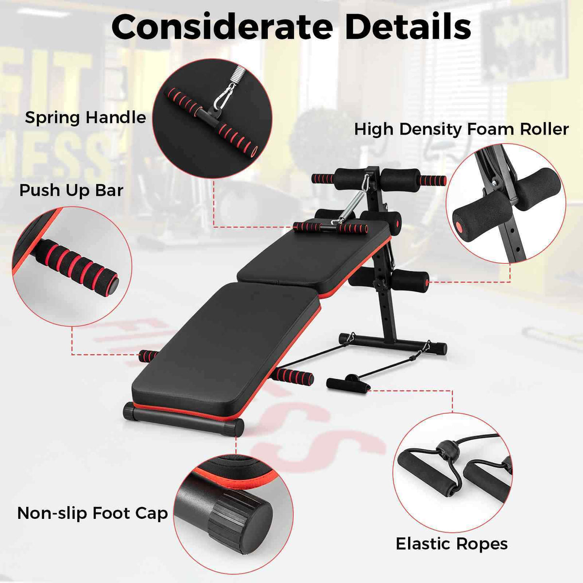 4 Position Adjustable Metal Multifunctional VersatileSit up Bench for Home, Gym