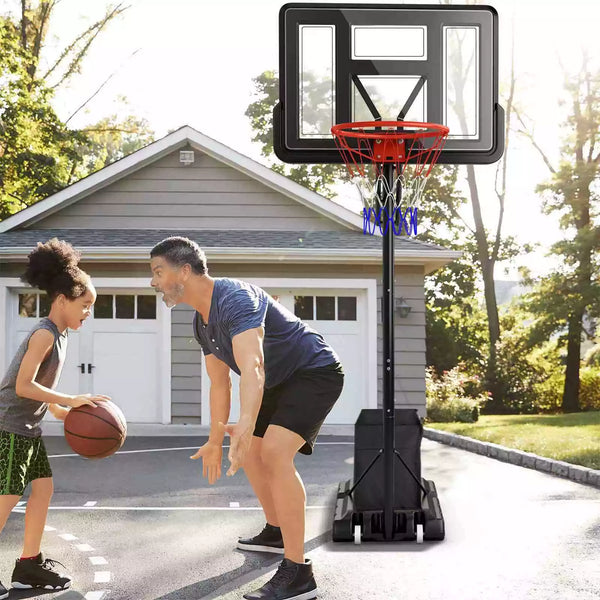 Portable Basketball Hoop System w/ 2.4-3.05 m Easy Height Adjustment