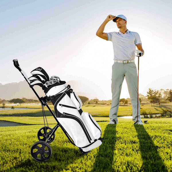 2 Wheel Foldable Golf Push Cart, Portable Lightweight Walking Pull Cart Holder