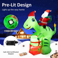 Christmas Inflatable Decoration 2.5 m Lighted Santa Claus Dinosaur w/ Gift Boxes