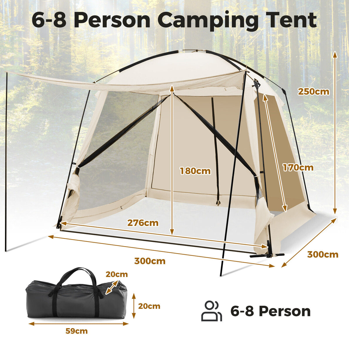 6-Person Waterproof Camping Tent Outdoor Family Hiking Dome Shelter Portable Bag