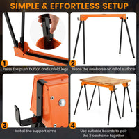 2x Folding Sawhorses Metal Trestle Stand 600kg Capacity Lightweight & Portable