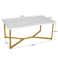 Modern Coffee Table w/ Faux Marble Tabletop & Golden Y-shaped Legs Foot Pads