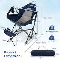 Camping Chair w/ Footrest Portable Folding Outdoor Chair for Beach Lawn Fishing