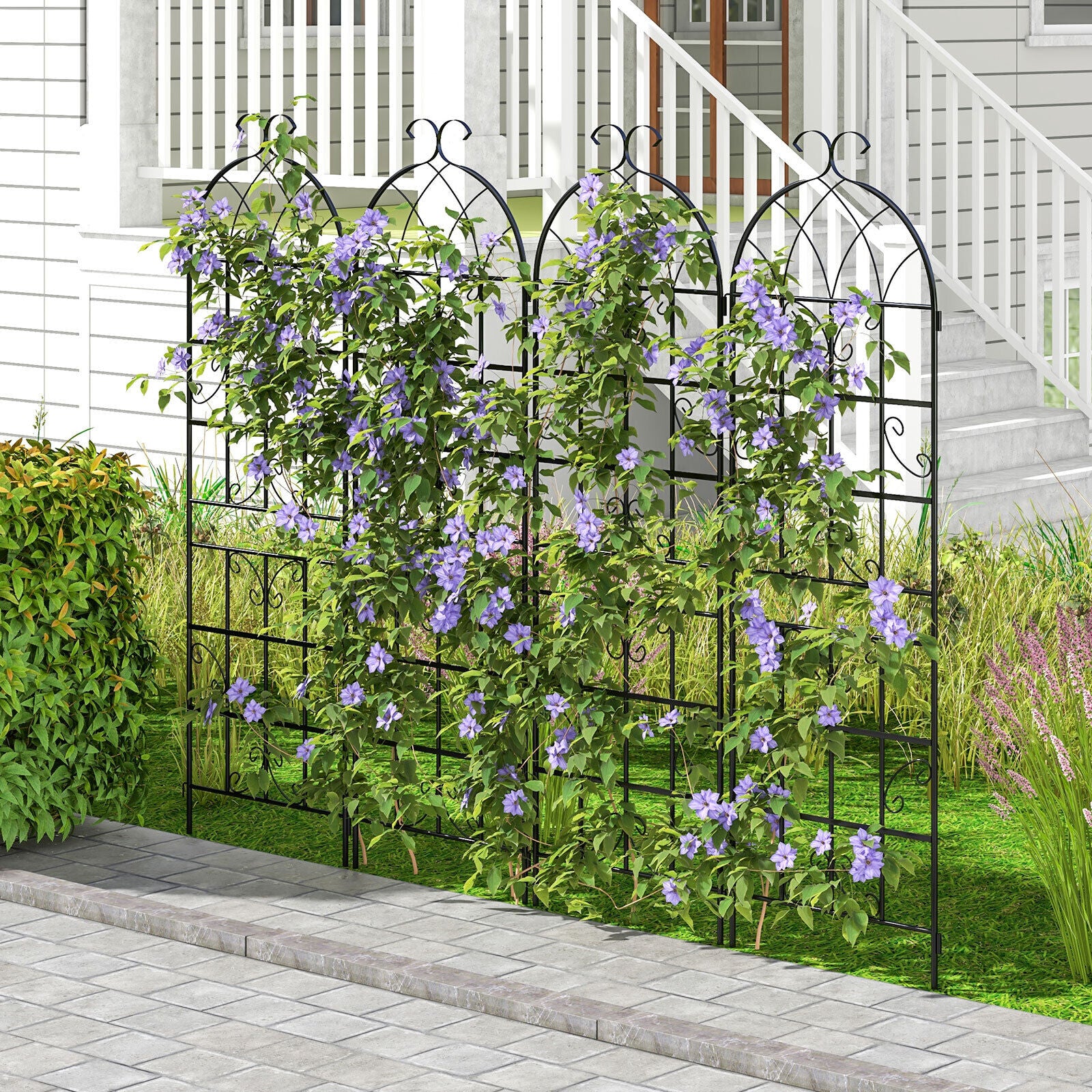 2PCS Metal Garden Trellis Fence for Climbing Plants Rustproof Decorati Giantex